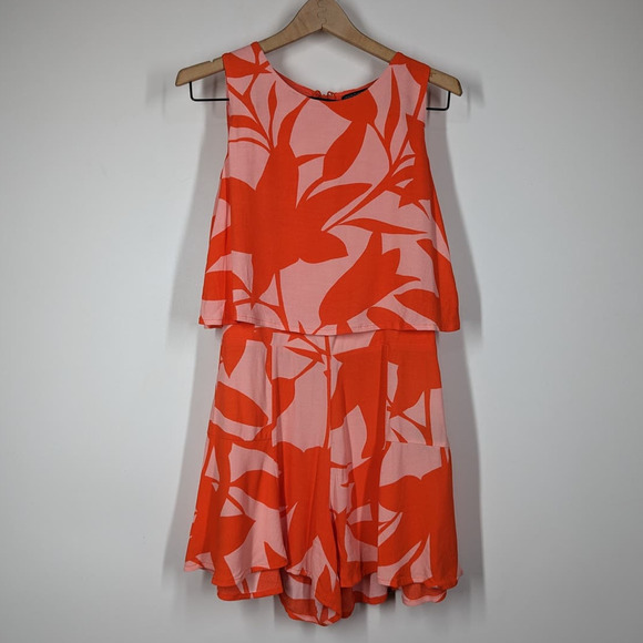 Mister Zimi Charlie Playsuit Tropical Orange Sleeveless Romper US 2 Preowned - Picture 3 of 9